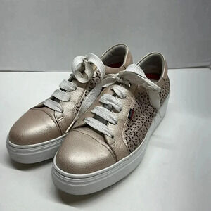 Callaghan Platform Sneakers Lace Up Shoes Laser Cut Floral Rose Gold Size 40 10